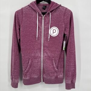 Pure Barre Womens Long Sleeve Full Zip Hooded Sweatshirt Pink Size M NEW